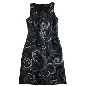 Gap Dress Women's Size 0‎ Black Gray Paisley Sleeveless Pockets Lined Back Zip